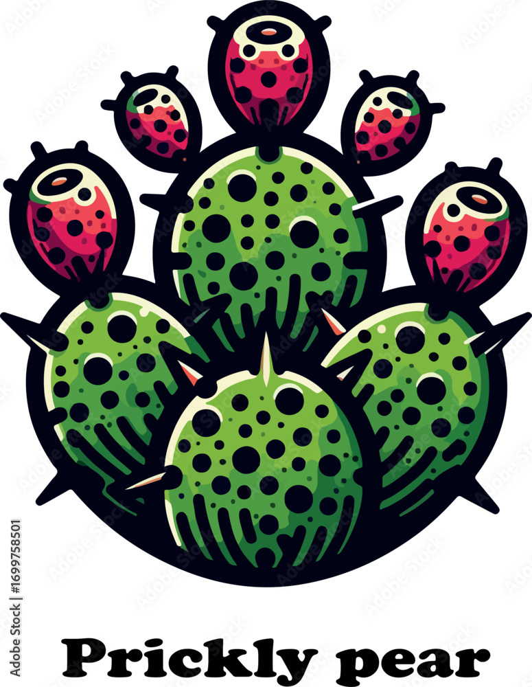 Fototapeta premium Prickly pear logo icon vector white background .