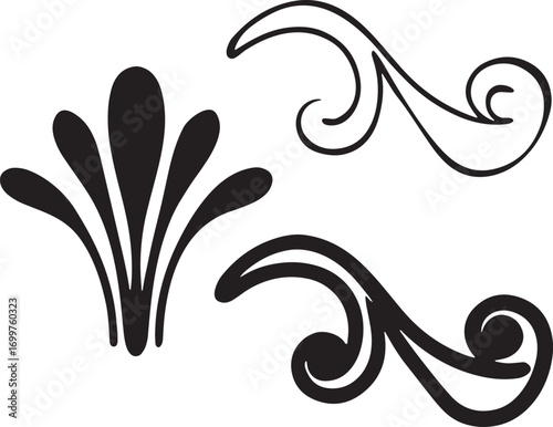 Elegant swirls and flourishes decorative elements for design projects