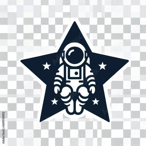 Astronaut in a space suit inside a star icon.
