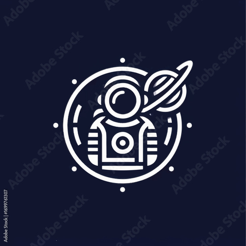 Astronaut in Space with Planet and Ring Illustration.