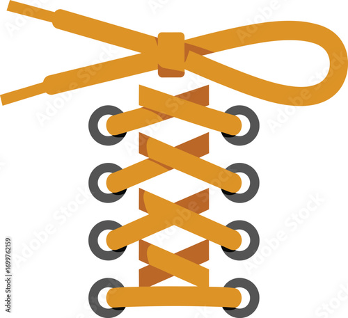 Colorful shoe laces tied in a simple criss-cross pattern.