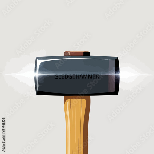 This image features a polished sledgehammer, emphasizing its sleek design and sturdy wooden handle, making it an ideal representation of strength and utility in tools.