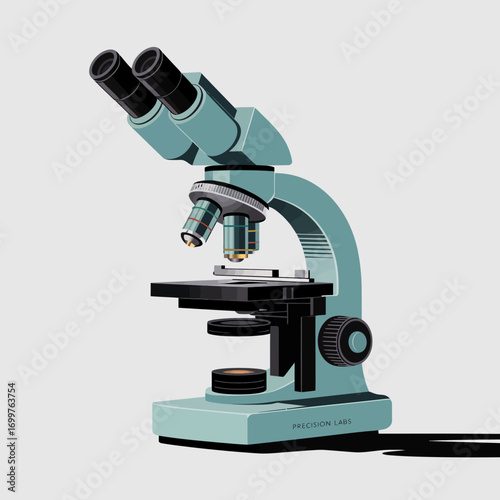 A beautifully designed image of a microscope, symbolizing scientific inquiry and discovery. Ideal for educational materials or laboratory branding.