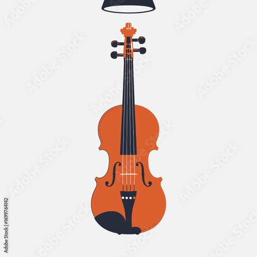 This image features a beautifully crafted violin, showcased under a spotlight, highlighting its elegant design and the artistry involved in music creation for a stunning effect.
