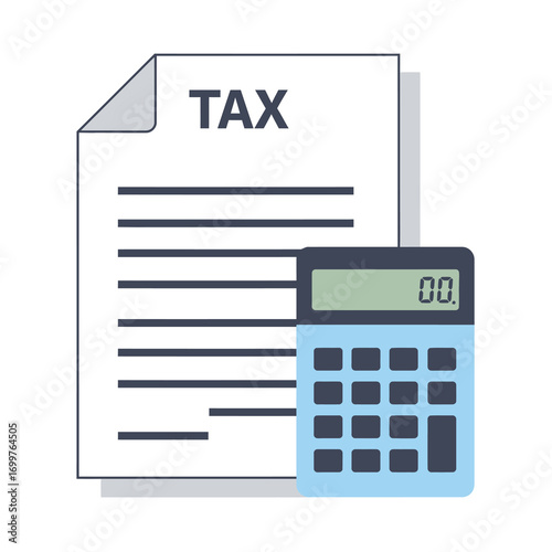 Tax Document and Calculator Depicting Financial Calculations and Obligations.