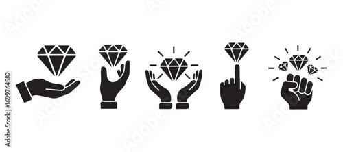Diamond Icons in Hand - Multi Series Vector
