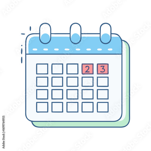 Stylized calendar icon showing the second and third day of the month