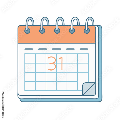 Cute illustration of calendar with the number 31 for the day shown