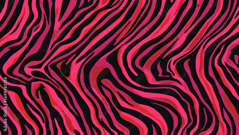 Naklejka premium Vibrant pink and black zebra stripe pattern abstract background