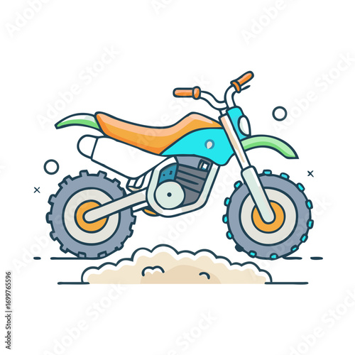 Stylized Cartoon Motorbike with Muddy Background, Ready for an Adventure