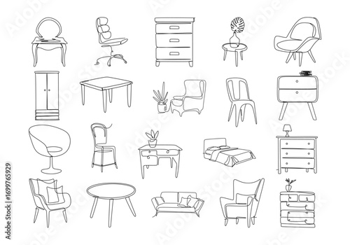 Minimalist Furniture Continuous Line Drawing
