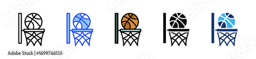 Basketball Hoop Icon Collection With Multiple Styles