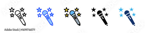 Toy Microphone Icon Collection With Multiple Styles