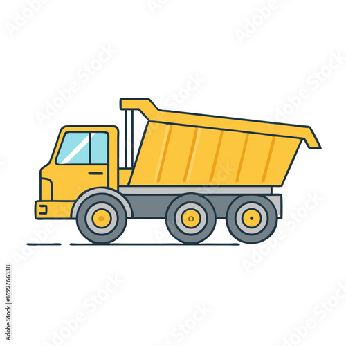 Cartoon yellow dump truck isolated on a white background illustration