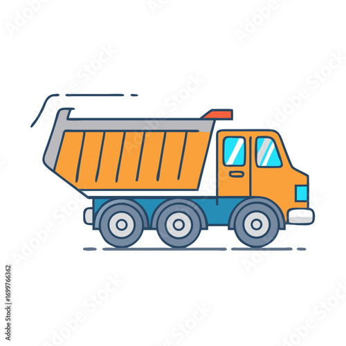 Cartoon Dump Truck with Bold Outlines and Vibrant Colors Illustration