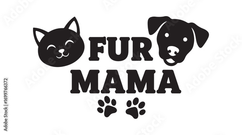 Vector graphic design featuring a funny and uplifting quote for fur moms, ideal for souvenirs and cutting machines.