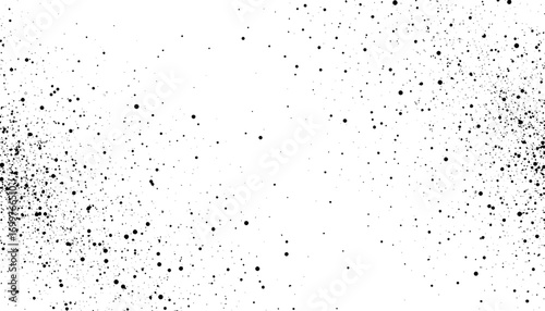 Black ink splatter texture background creates minimal abstract pattern for modern design, artistic projects, or grunge-style overlays and creative presentations.