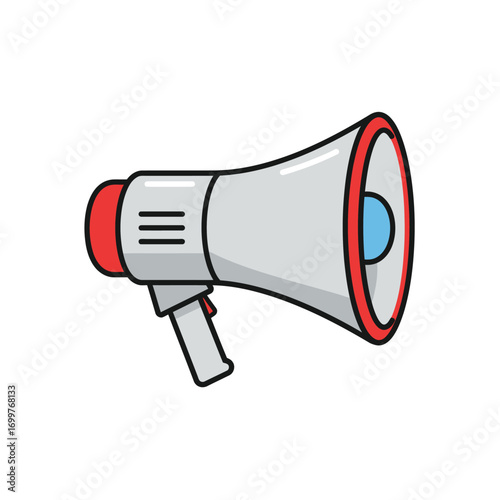 Vector Illustration of a Modern Colorful Megaphone for Communication and Announcements.