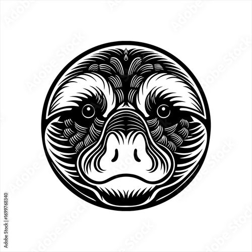 Stylized Platypus Face Emblem.