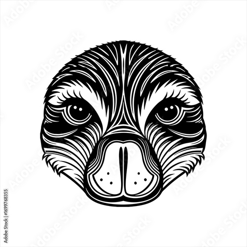 Stylized Black and White Otter Face Illustration 8.