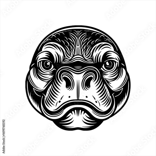 Stylized Black and White Gorilla Face Illustration 12.