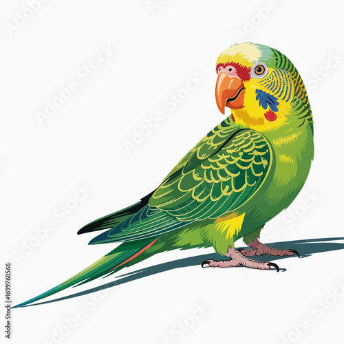 A vibrant illustration of a parrot perched on a branch, showcasing its colorful feathers and personality, symbolizing nature's beauty and the essence of tropical wildlife.