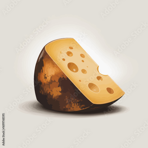 This artful image showcases an intriguing cheese block, highlighting its distinct texture and color, appealing to cheese lovers and culinary enthusiasts.