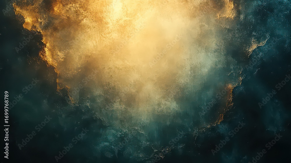 Obraz premium Dramatic dark teal and gold cloudscape.