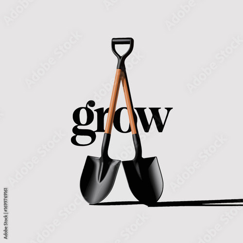 This image showcases a pair of sturdy gardening shovels, symbolizing growth and cultivation, perfect for gardening enthusiasts and landscaping projects alike.