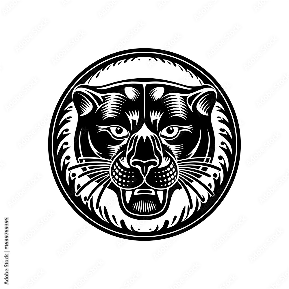Obraz premium Fierce Black Panther Head Emblem Design.