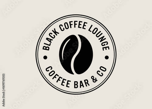 This sophisticated logo features a coffee bean design within a circular layout, reflecting the essence of a cozy coffee lounge and the warmth of a shared beverage experience.