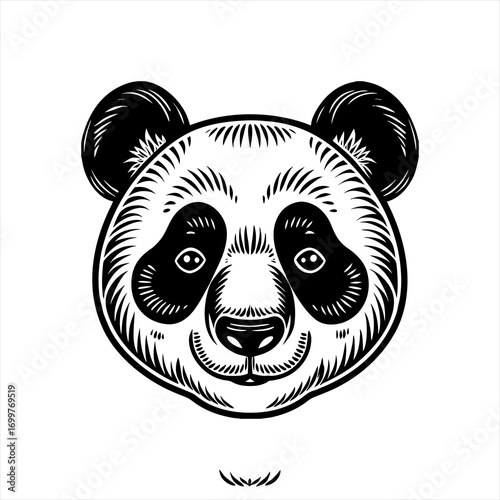 Stylized Black and White Panda Bear Face Illustration 4.