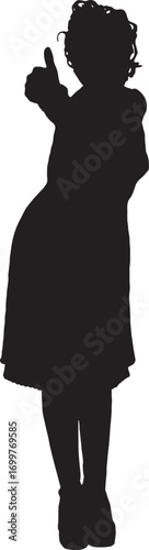 vector,silhouette of silhouette of a woman standing arms raised show thumbs up