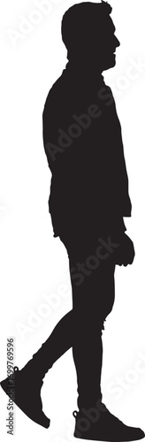 vector,silhouette of a side view of cool man walking