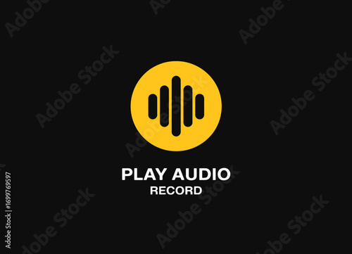 This image showcases a vibrant logo featuring sound wave patterns within a circle, symbolizing audio play and recording services with bright colors.