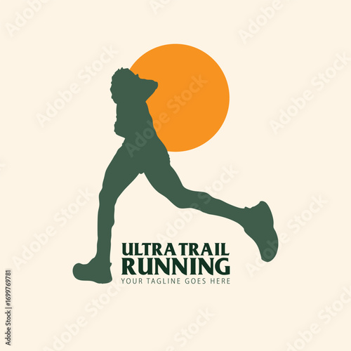 Ultra Trail running logo vector illustration on white background