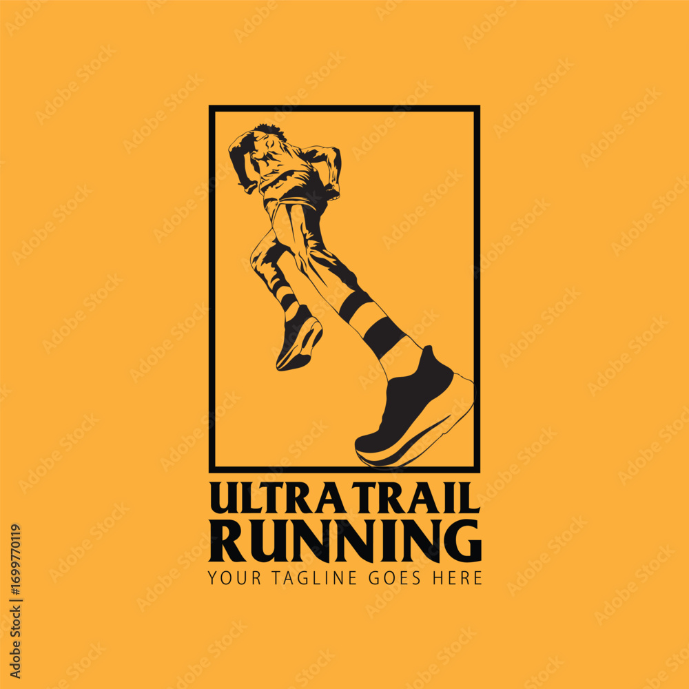 Fototapeta premium Ultra Trail running logo vector illustration on white background