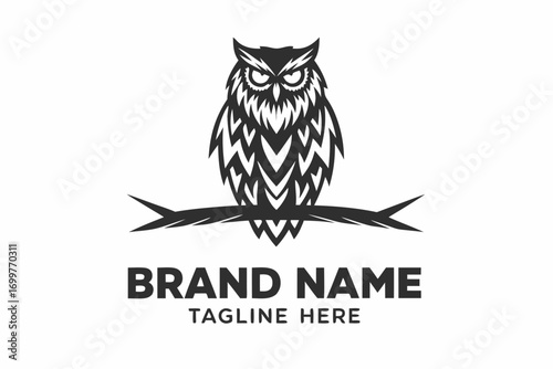 Line art Bird Logo icon with spread wings on white background design