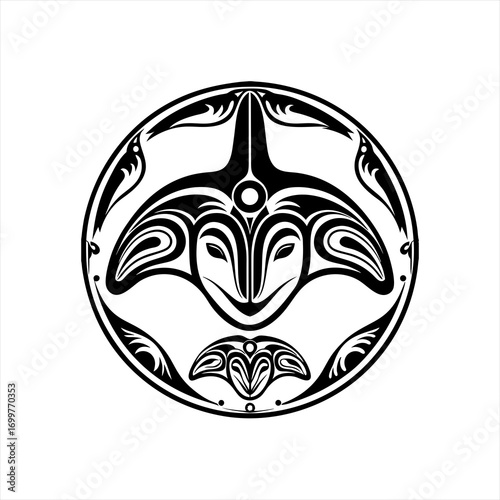 Tribal Orca Killer Whale Symbol Art.
