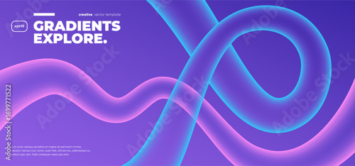 Cool Gradient curves on violet background. Vector illustration.