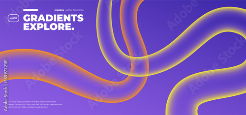 Cool Gradient curves on violet background. Vector illustration.