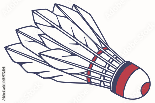 Vector illustration of a badminton shuttlecock, clean flat style, solid bold colors, isolated on white background