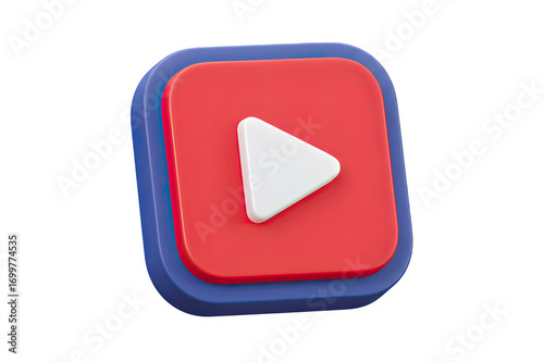 3d render of the youtube logo play button icon isolated on transparent background