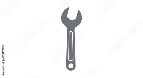 Illustration of a metal wrench tool isolated on a white background, suitable for mechanics and repair themes
