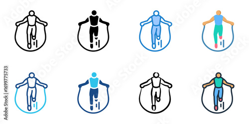 Jump Rope icon set multiple style collection 
