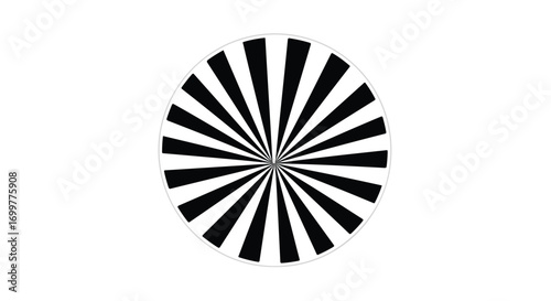Hypnotic monochromatic wheel design with radiating lines, evoking focus and precision optical pattern design
