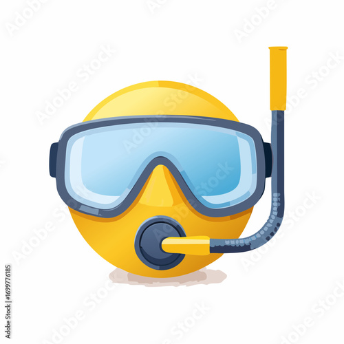 Emoji diving mask with snorkel vector icon illustration.
