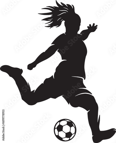 Girl Kicking Soccer Ball Silhouette Icon