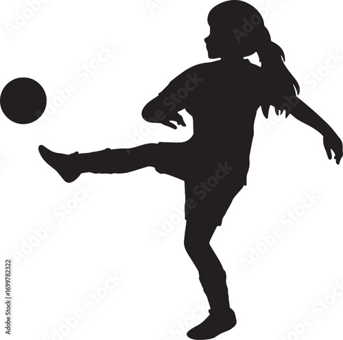 Female Soccer Player Kicking Ball Vector