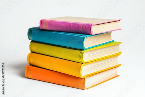 Wallpaper Mural Colorful Stacked Books on White Background for Educational Themes Torontodigital.ca